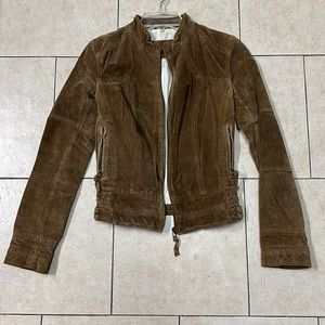 *Pre-loved* Moto Leather Jacket - Brown Suede